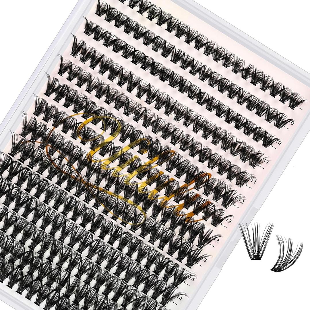 Uilulu Lash Clusters kit 8-18mm DIY Lash Extension Kit 168 Natural Lash Clusters 0.07D D Curl Wispy Individual Eyelash Clusters False Lashes Eye Lash Extension Lash Kits Extensions Kit （04）