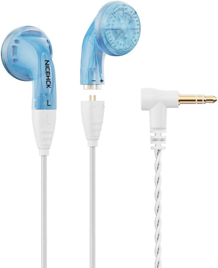 NICEHCK YDX Earbuds for iPhone 3.5mm Headphones, HiFi Sound Audiophile Earphones No Mic, Bass Stereo Wire in-Ear for Android, PC, MacBook, Laptop, Gaming (Blue no mic)