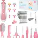 OTTOLIVES Baby Healthcare and Grooming Kit, 24 in 1 Baby Electric Nail Trimmer Set Newborn Nursery Health Care Set for Newborn Infant Toddlers Baby Boys Girls Kids Haircut Tools (0-3 Years+) (Pink)
