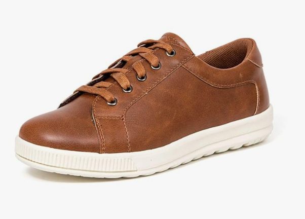 Deer Stags Boys' Kane Memory Foam Casual Dress Comfort Sneaker, Dark tan/Cream, 3 Medium US Little Kid