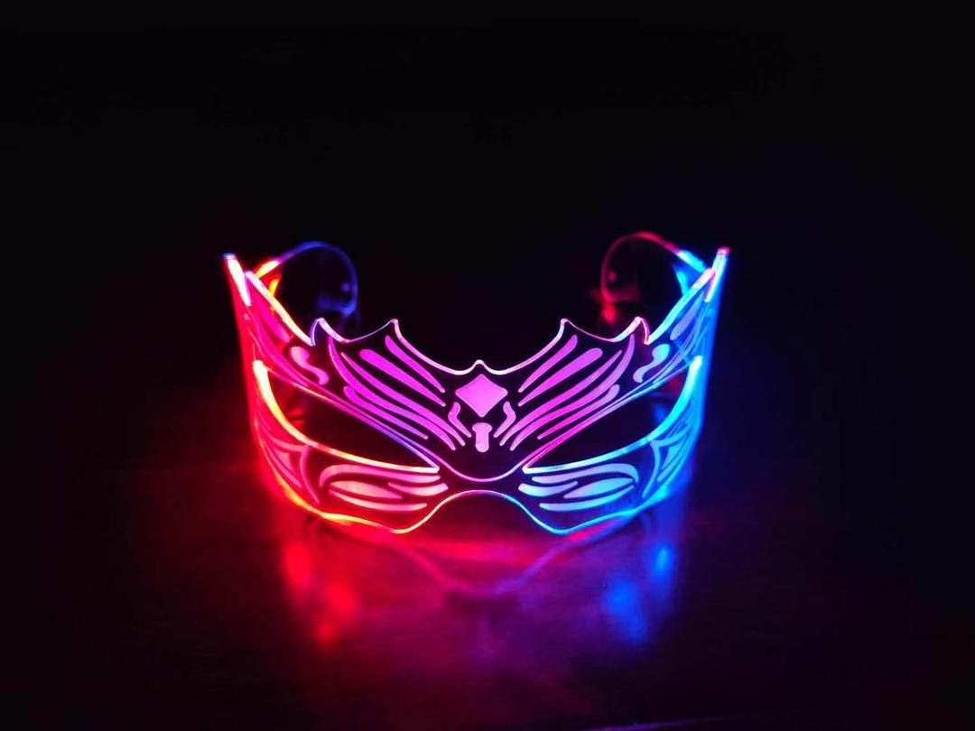 Futuristic Glasses:Cool Cyberpunk Led Light Up Glasses  Futuristic Rave Style With Glow In The Dark Glasses,Led Visor 7 Colors & 2 Modes For Men