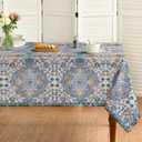 Horaldaily Boho Bohemia Style Tablecloth 60104 Inch Rectangular, Blue Vintage Country Rustic Farmhouse Magical Fall Orange Washable Seasonal Table Cover for Party Picnic Dinner Decor