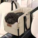 Fetch'd Center Console Dog Car Seat - Secure Armrest Booster for Small Pets - Interactive Auto Travel Carrier with Safety Tether for Cars & SUVs - V2 Model, 18.9" x 10.2" x 9.5"