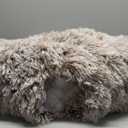 JOLLYVOGUE Calming Dog Bed Medium Size Dog, Anti-Anxiety Donut Medium Pet Bed, 27 inches Fluffy Faux Fur Round Cat Bed (Smoke Brown)