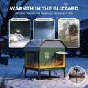 Heated Outdoor Cat House for Winter: Insulated with Heating Pad, Indestructible Weatherproof Winter Shelter, Elevated Support to Keep Interior Dry for Stray Cats, Medium