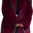 Flygo Womens Long Faux Fur Coats Fluffy Faux Fur Jacket Long Sleeve Lapel Furry Coats Fuzzy Winter Jacket (Medium, Wine Red)