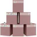 homyfort Cube Storage Organizer Bins, 12x12 Inch Fabric Bins for Cube Storage, Foldable Cloth Baskets Box with Handles for Organizing Clothes, Toys in Pantry, Closet Shelf, Nursery, Kids Room (Pink)