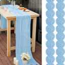 20 Pcs Baby Blue Cheesecloth Table Runner 10FT Romantic Cheese Cloth Table Runner Gauze Table Runners Rustic Runner for Wedding Birthday Party Engagement Bridal Baby Shower Spring Table Decoration