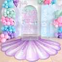 Mermaid Party Decoration 59 x 79 Inch Large Seashell Rug Under the Sea Decor Floor Mat Decorative Area Rug for Mermaid Birthday Decoration Ocean Theme Photo Prop Backdrop Beach Wedding Party Packs
