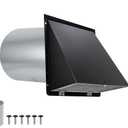 6 Inch Hooded Wall Vent with Screen and Damper,6 Inch Wall Exhaust Vent Cover Dryer Ventilation Cap Exterior for Kitchen Range Hood Air Exhaust,External Extractor w/Non Return Flap,Galvanized Steel