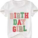 GLIGLITTR Birthday Girl Shirt for Toddler Kids Sequins Birthday Outfit T-Shirt Cute Summer Party Gift Tee Tops 2-6 Years (White, 2T)