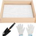 Soil Sifter for Gardening, Light Wood Garden Sifter for Rocks, Multi-Purpose Wood Compost Dirt Sifter for Gardening, Compost, Dirt and Potting Soil