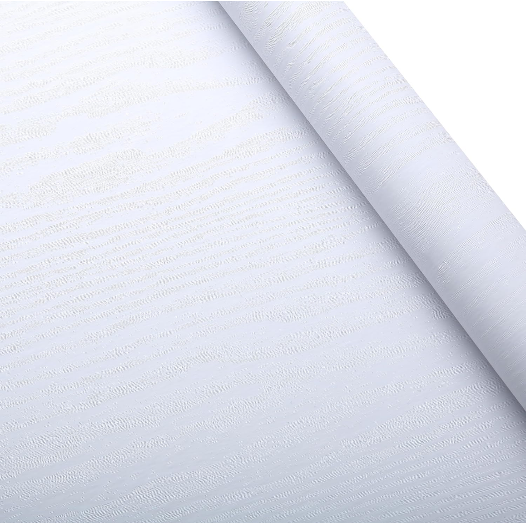 2 Pack SAdecor White Silk Peel and Stick Embossed Self Adhesive Removable Kitchen Cabinet Countertop Textured Wallpaper 60cmx3M