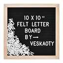 Felt Letter Board with 294 Letters, Numbers & Symbols - 10 x 10 inch Changeable Message Board with Wooden Frame Wall Mount Hook, Black & Wood