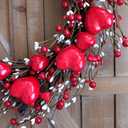 Idyllic 20 Inch Heart-Shaped Berries Front Door Wreath, Red Round Wreath for Wedding and Holiday Home Decor, Farmhouse Decorations, Mother's Day Wreaths for Front Door