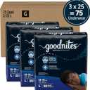 Goodnites Boys' Nighttime Bedwetting Underwear, Size Large (68-95 lbs), 75 Ct (3 Packs of 25)