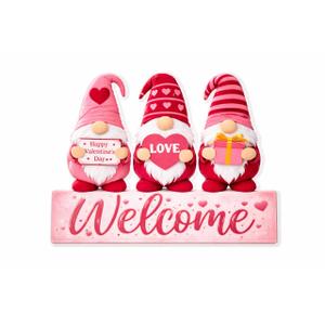 Valentine Gnomes Decorations for Home 9"H Valentines Day Love Gnome Blocks Decor Famhouse Romantic Valentine's Day Gnome Wooden Signs Tabletop Decor for Wedding Anniversary Party Supplies