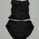 Eomenie Women's Swimsuit Tankini Tummy Control Bathing Suits Two Piece Full Coverage Slim Swim Suits with High Waisted Bottom (Black-ribbed)