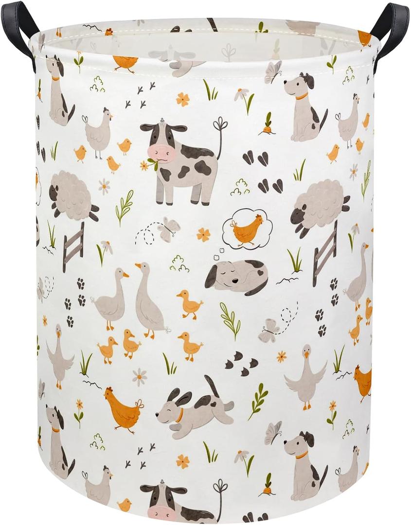 Baby Laundry Basket Kids Hamper Toy Storage Bin for Boys Room Decor Baby Nursery Hamper Gift Baskets for Bedroom Bathroom(Farm)