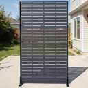Privacy Screen Outdoor 60" Hx35 W Freestanding Privacy Panel with Stand, HDPE Decorative Privacy Fence with Louver Pattern 5 Panels, Patio Divider Screen, Privacy Screens for Outside,Balcony