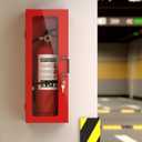 Wall Mount Fire Extinguisher Cabinet for 10LB Fire Extinguisher,24" H x 9" W x 6" D Fire Extinguisher Box with Handle & Lock,Red Steel Storage Case Fire Extinguisher Holder for Indoor/Outdoor