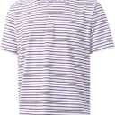 M MAELREG Boys' Polo Shirt Striped Short Sleeve Moisture Wicking Performance Stretch Active Casual Collared Kids Golf Shirt (10-12 Years, White/Navy Stripe)