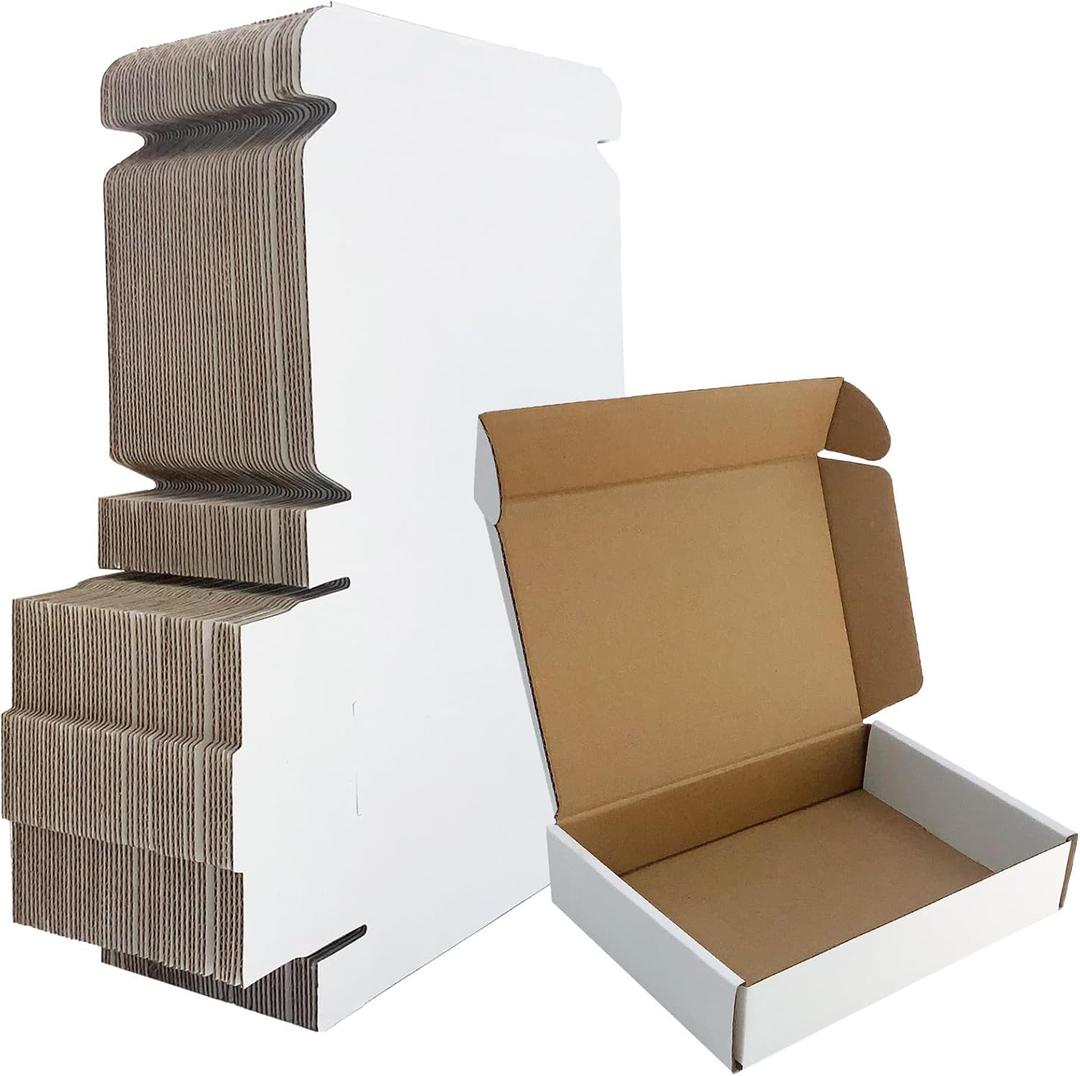 7x5x1.5 inch White Shipping Boxes 50 Pack, Small Corrugated Cardboard Mailer Boxes Bulk for Packaging Business Mailing GiftMini Mailer Boxes for Packaging Supplies Business Present