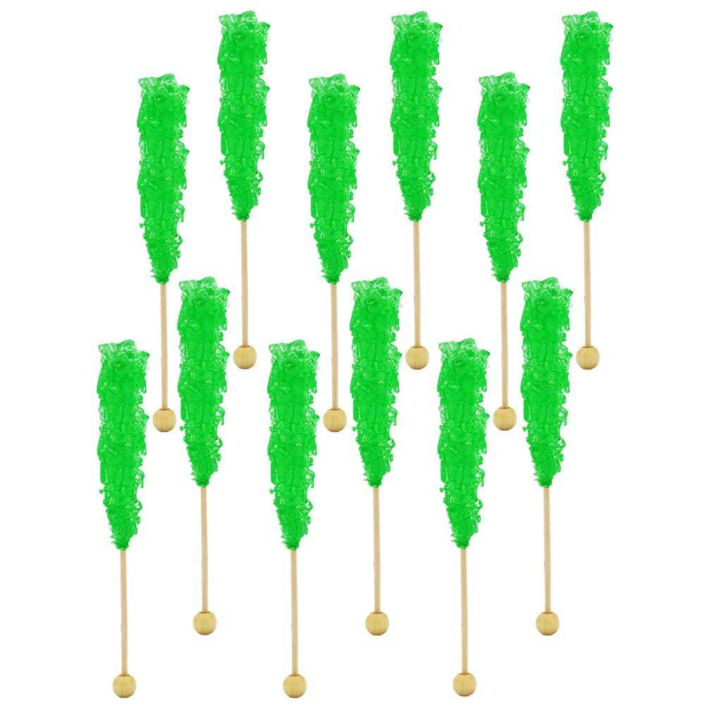 Fruidles Watermelon Rock Candy Lollipops Pops Candy Suckers, Color and Flavor Assortment, Individually Wrapped, 6.5" (Pack of 12) - Green Best By 09/25/26