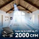 40W Solar Attic Fan with Thermostat, 12" Solar Roof Vent Fan, 2000 CFM, Cools up to 2500 Sq.Ft, Adjustable Wind Speed, Dual Power Auto-Switch for 24/ 7 Operation, MPPT Controller with 2 Modes, Adpater