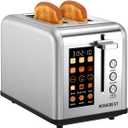 2 Slice Touch Screen Toaster with Wide Slots Stainless Steel Toasters Even Toasting for Bagels & Bread, Reheat & Defrost, Easy Removable Crumb Tray, Silver
