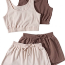 GORGLITTER Women's Shorts Sets 4 Piece Outfits Tank and Shorts Lounge Sets - Medium