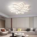 JAYMP 35.4" Flower Shaped Ceiling Light Dimmable Modern Ceiling Lamp Remote Control LED Lighting Fixture for Living Room Kitchen Dining Room (White/12 Petals), 12 Lights, Leaves