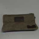 All Purpose Utility Zipper Pouch, EDC Organizer, Water Resistant, Durable Waxed Canvas with Full Grain Leather, Carabiner, Inner Pockets, Office Work Essentials, Charger Case, Pencil Case. Olive.