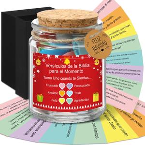 Spanish Bible Verse Jar for Daily Encouragement Prayer Reflection Tarro De Versculos Bblicos En Espaol Religious Christmas Christian Gifts for Women Men Mom Grandma Christmas Hope Prayer Bible Jar