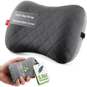 Hikenture Camping Pillow with Removable Cover - Ultralight Inflatable Pillow for Neck Lumbar Support - Upgrade Backpacking Pillow - Washable Travel Air Pillows for Camping, Hiking, Backpacking, 1 Count