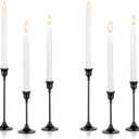 Nuptio Black Candle Holder Candlestick Holders Candle Sticks Holder Tapered Candle Holder Gothic Taper Candle Holders for Halloween Christmas Party Mantel Dinner Home Decoration 2 Sets(6 Pcs)