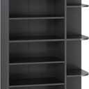 Tall Shoe Rack, Multifunctional Shoe Cabinet with Open Storage, Entryway Shoe Organizer for Closet, 7-Tier Wooden Shoe Storage Closet with Adjustable Shelves, Black SC02BK