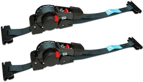 NUOER 2 Pack E-Track Retractable Ratchet Straps(1In x 11.5Ft),Retractable Tie Down Straps for Boats, Jet Skis, Motorcycles, ATVs-BS:1,410lbs