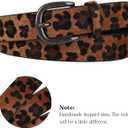 Leopard Print Belt for Women with Glossy Black Buckle, Faux Leather Skinny Waist Belt for Jeans Dress (Brown)