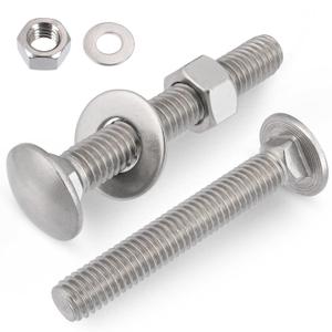 VGBUY 3/8-16 x 3-1/2" Carriage Bolts Screws 6 Sets, 304 Stainless Steel 18-8, Round Head Square Neck, Carriage Bolts and Nuts Kit, with Flat Washers