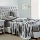 Lanest Housing Silk Satin Sheets, Full Size Satin Bed Sheet Set with Deep Pockets, Cooling Soft and Hypoallergenic Satin Sheets  - Light Gray