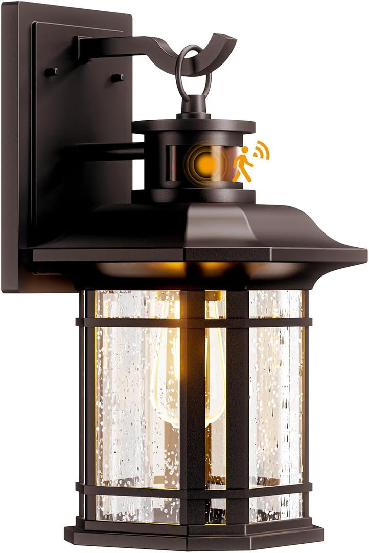 Motion Sensor Outdoor Lights, Brown Dusk to Dawn Outdoor Lighting, Exterior Light Fixtures with 3 Working Modes, Wall Mounted IP65 Waterproof Lights for House Porch Patio