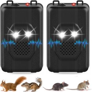 2 Pack Car Rodent Repellent Under Hood,Battery Operated Rodent Repellent for Car Engines, Ultrasonic Mouse Repellent for Cars with Strobe Light to Keep Rodents Out of Car Garages Vehicle Protection
