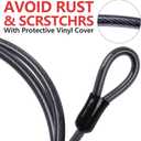 DELSWIN Security Steel Cable with Loops - 12mm (1/2 inch) Thick 4FT Heavy Duty Bike Lock Cable Vinyl Coated Braided Cables for U-Lock and Padlock
