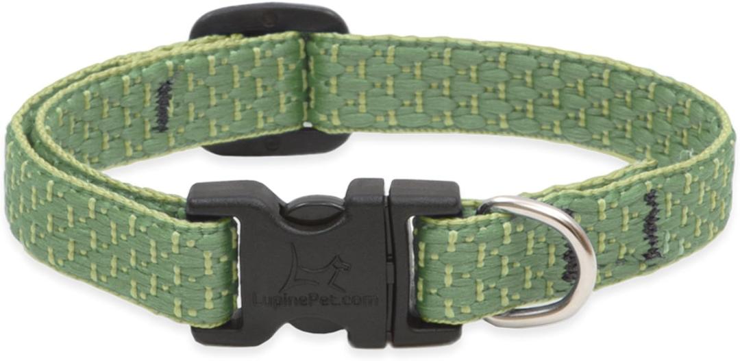 Eco by Lupine 1/2-Inch Recycled Fiber Collar, Adjustable for 8 to 12-Inch Small Dogs, Moss