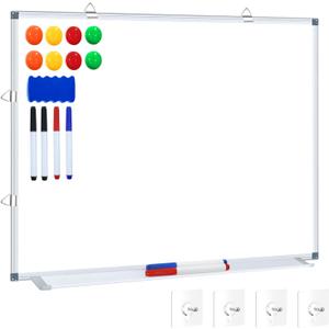 H-Qprobd White Board Dry Erase Whiteboard for Wall, 18"x24" Hanging Wall Mounted Magnetic Whiteboard Aluminium Frame for Home, Office, School, Kitchen