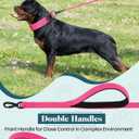 Dog Collar and Leash Set, 6-8 FT Bungee Dog Leash, Heavy Duty 2 in Wide Collar for Large Dogs, with A Dog Poop Bag Holder for Leashes (M: Width 1.7", Length 15.5"-18.5")