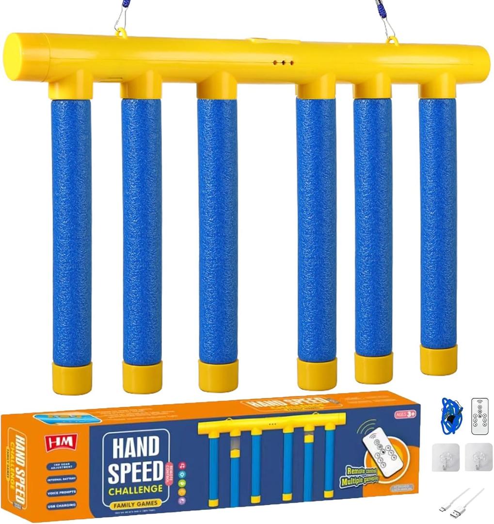 2026 New Hand-Eye Coordination Training Toy,Drop Stick Game,Reflex Games,Catching Sticks Game Reaction Training Toy,Upgrade Remote Control 3 Adjustable Speed,Family Party & Indoor Outdoor Fun (Blue)