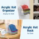 Acrylic Hat Rack for Baseball Cap, Clear Hat Organizer Sturdy Wall Mounted or Desktop Display Hat Storage, Wall Hat Organizer Fit 10 Caps, Hat Holder for Ball Caps & Accessories, for Men Women-1 Pack