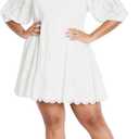 City Chic Plus Size Dress, Destiny Mini Dress (White, XL)